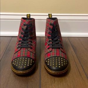 Dr.Martens Plaid and Spiked Combat Boots -7-